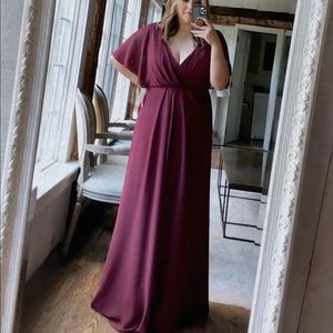 Revelry Bridesmaid Gwen Chiffon Dress in the color Merlot